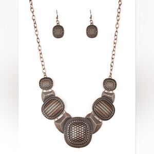 Paparazzi Prehistoric Powerhouse - Copper Necklace + Matching Earrings NWT